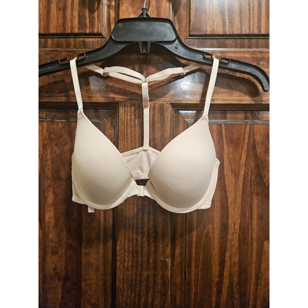 Pink Victoria's Secret 32C Wear Everywhere Push Up Bra T-Strap Back Beige